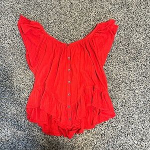 Free People We the free Off The Shoulder Ruffle Peasant Top